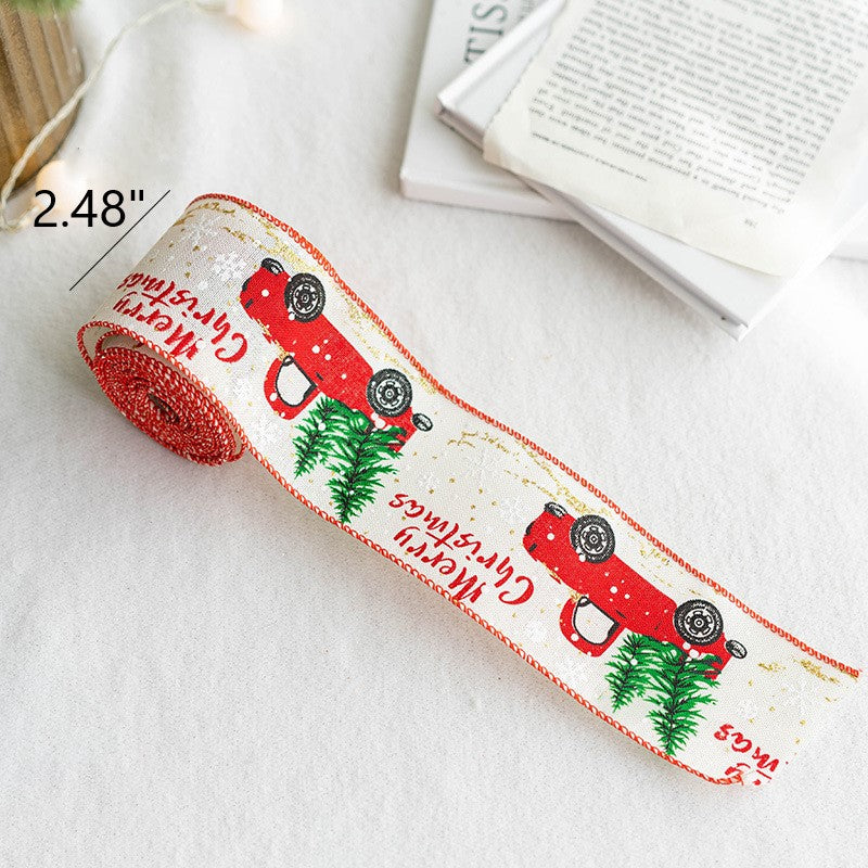 5 Yards Linen Ribbon for Christmas Gift Wrapping Crafts DIY Holiday Decorations Bulk