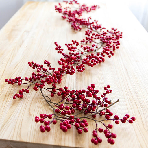 6.56 Ft Red Artificial Berry Christmas Garland, Winter Holiday Decor, Bulk Wholesale