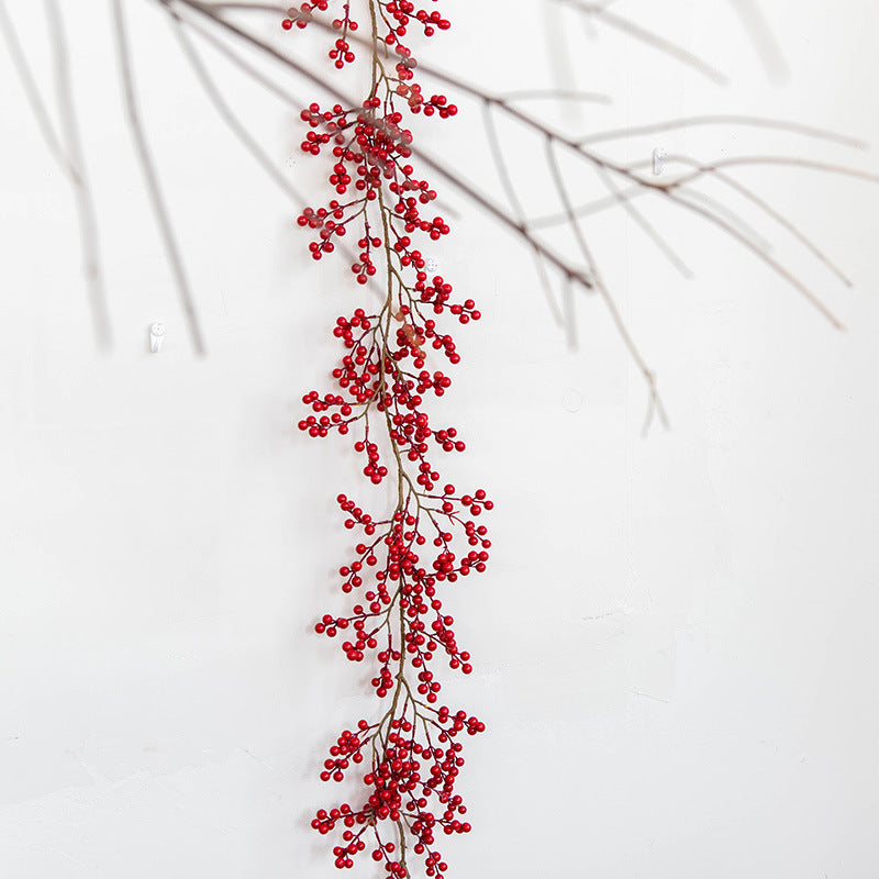 6.56 Ft Red Artificial Berry Christmas Garland, Winter Holiday Decor, Bulk Wholesale