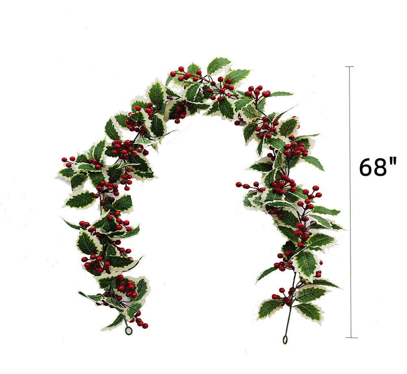 68 Inch Red Artificial Berries Garland 6 Ft Holiday Indoor Outdoor Mantle Fireplace Decor