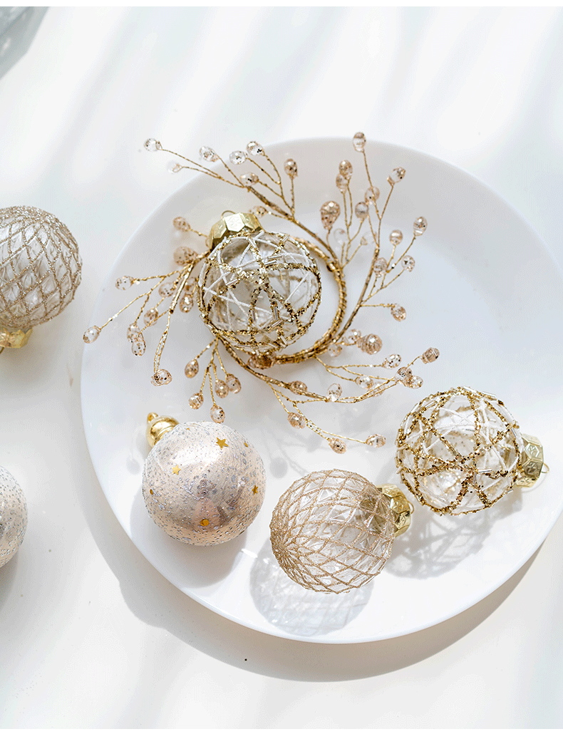6 Pcs Glitter Christmas Ball Ornaments Set for Tree Hanging Decoration