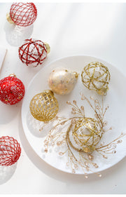 6 Pcs Glitter Christmas Ball Ornaments Set for Tree Hanging Decoration