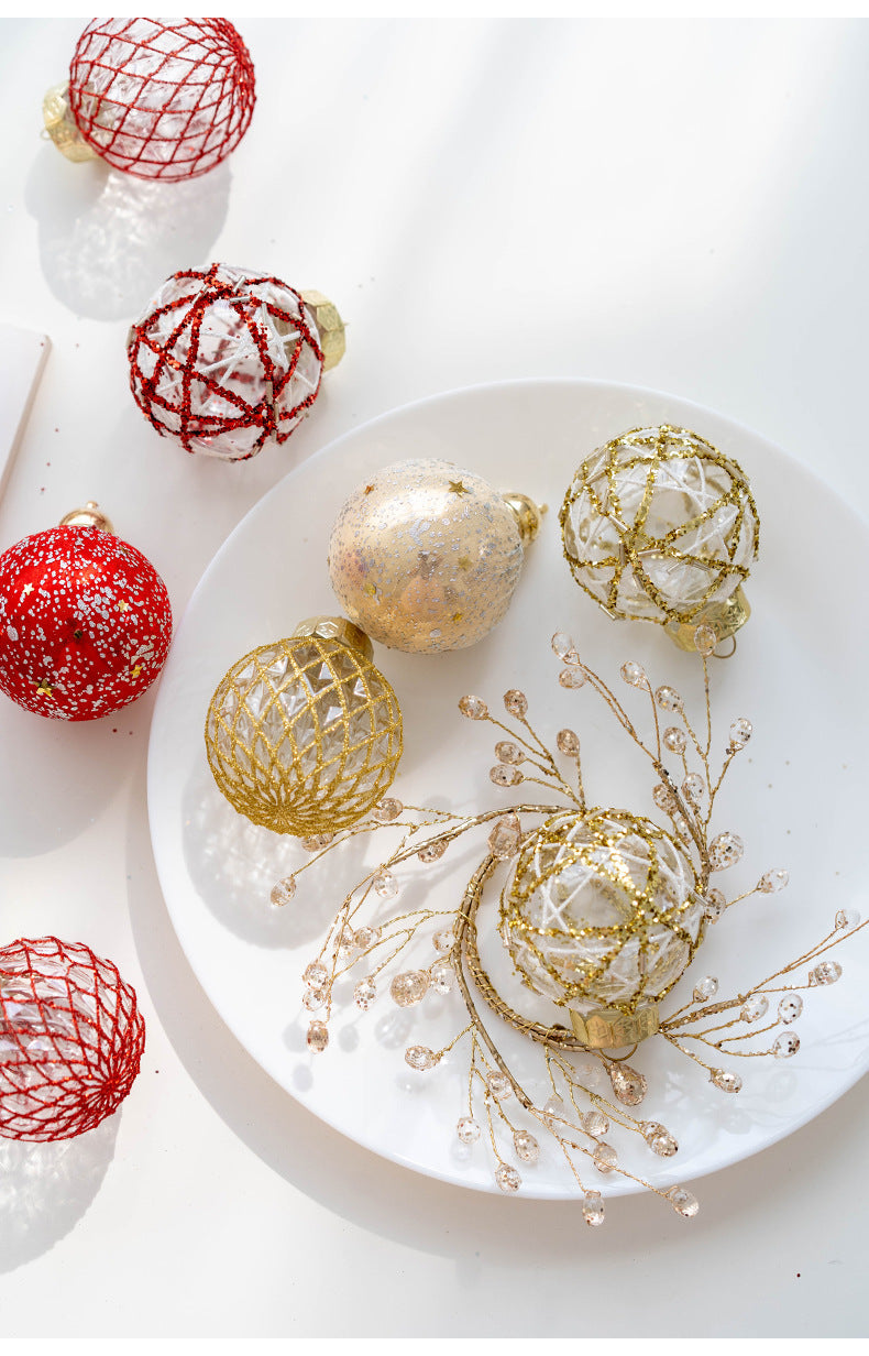 6 Pcs Glitter Christmas Ball Ornaments Set for Tree Hanging Decoration