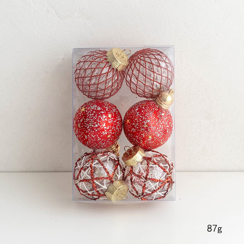 6 Pcs Glitter Christmas Ball Ornaments Set for Tree Hanging Decoration