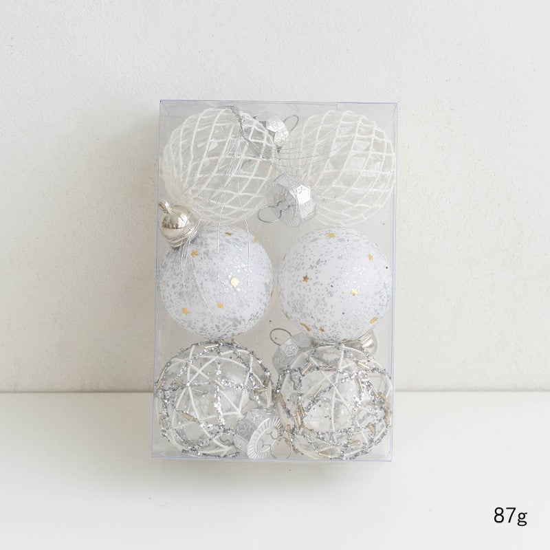 6 Pcs Glitter Christmas Ball Ornaments Set for Tree Hanging Decoration