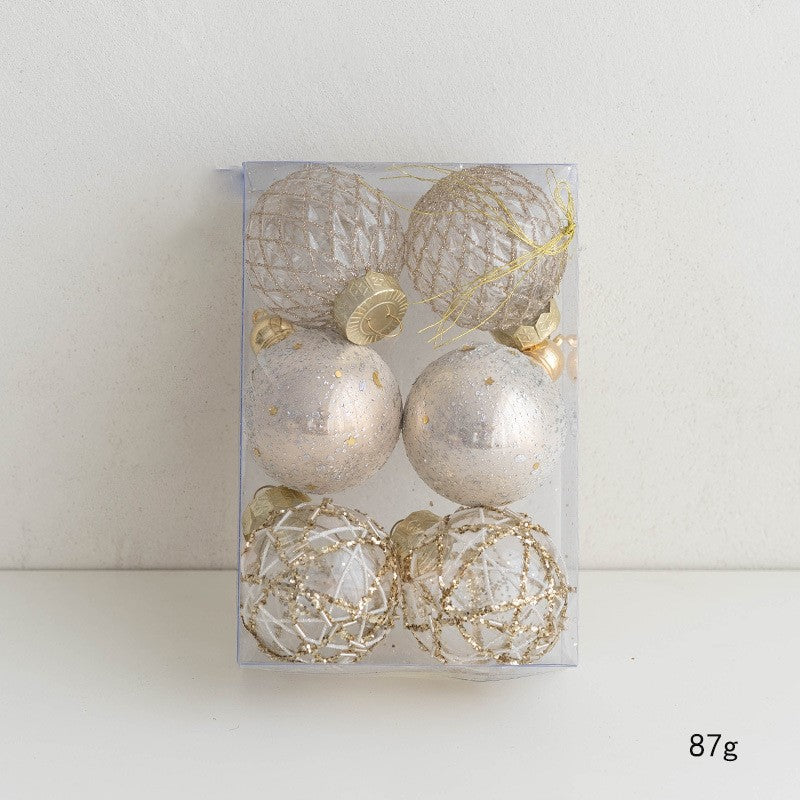 6 Pcs Glitter Christmas Ball Ornaments Set for Tree Hanging Decoration