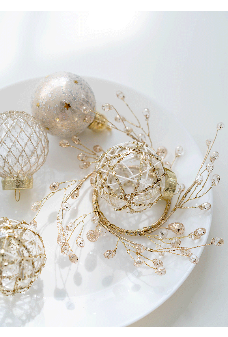6 Pcs Glitter Christmas Ball Ornaments Set for Tree Hanging Decoration