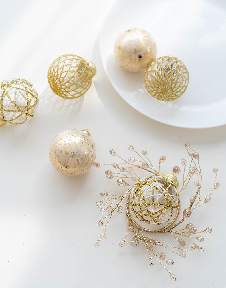 6 Pcs Glitter Christmas Ball Ornaments Set for Tree Hanging Decoration
