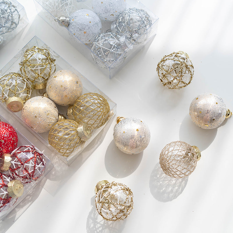 6 Pcs Glitter Christmas Ball Ornaments Set for Tree Hanging Decoration
