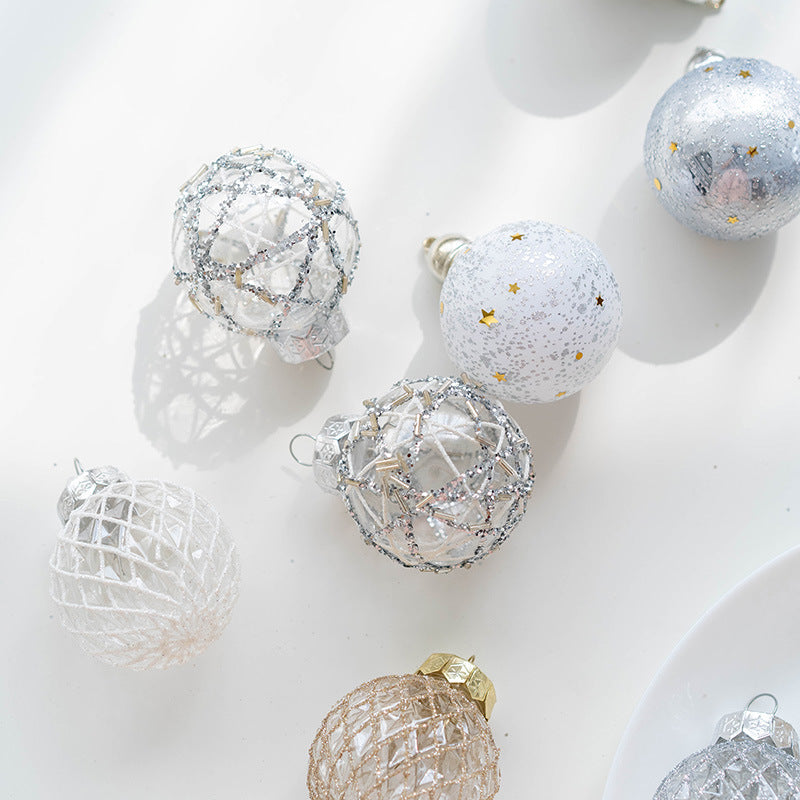 6 Pcs Glitter Christmas Ball Ornaments Set for Tree Hanging Decoration