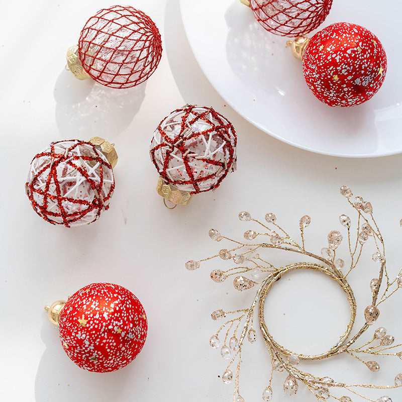 6 Pcs Glitter Christmas Ball Ornaments Set for Tree Hanging Decoration