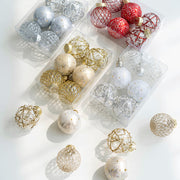 6 Pcs Glitter Christmas Ball Ornaments Set for Tree Hanging Decoration