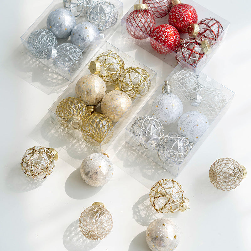6 Pcs Glitter Christmas Ball Ornaments Set for Tree Hanging Decoration