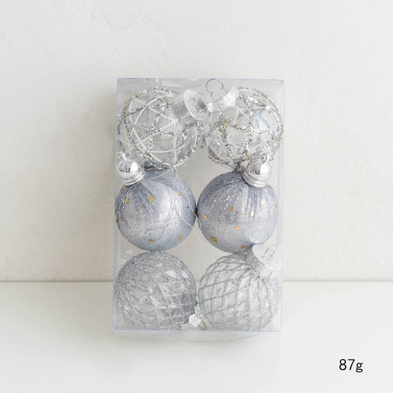 6 Pcs Glitter Christmas Ball Ornaments Set for Tree Hanging Decoration