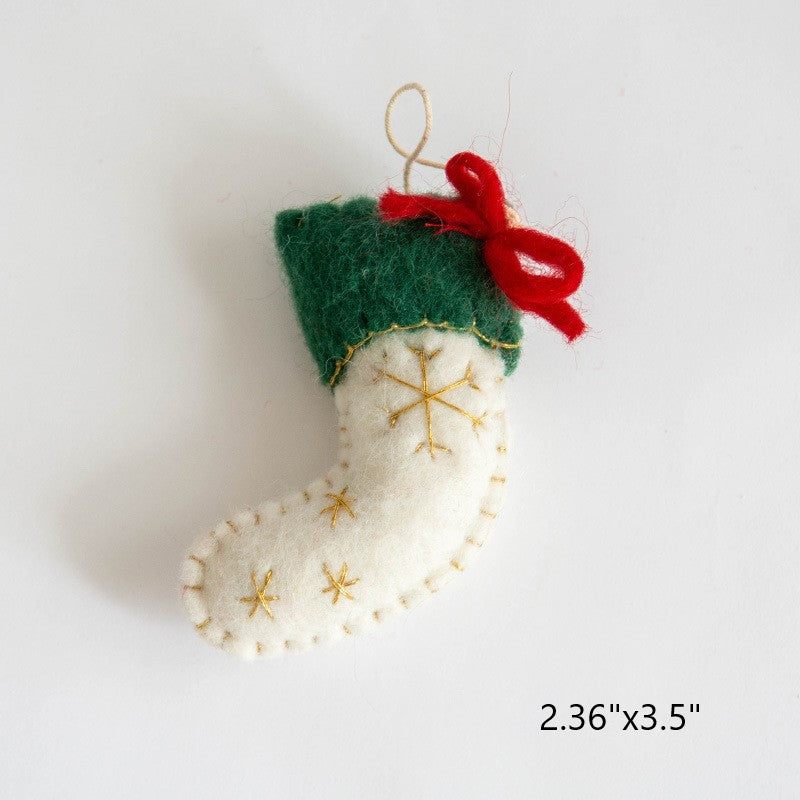 6 PCS Snowflake Wool Felt Pendant Ornaments for Christmas Tree Hanging Decorations