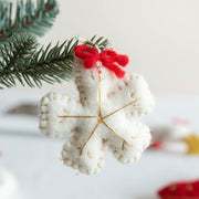 6 PCS Snowflake Wool Felt Pendant Ornaments for Christmas Tree Hanging Decorations