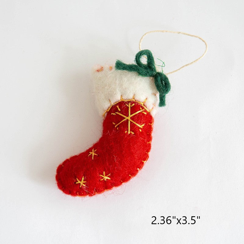 6 PCS Snowflake Wool Felt Pendant Ornaments for Christmas Tree Hanging Decorations