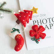 6 PCS Snowflake Wool Felt Pendant Ornaments for Christmas Tree Hanging Decorations