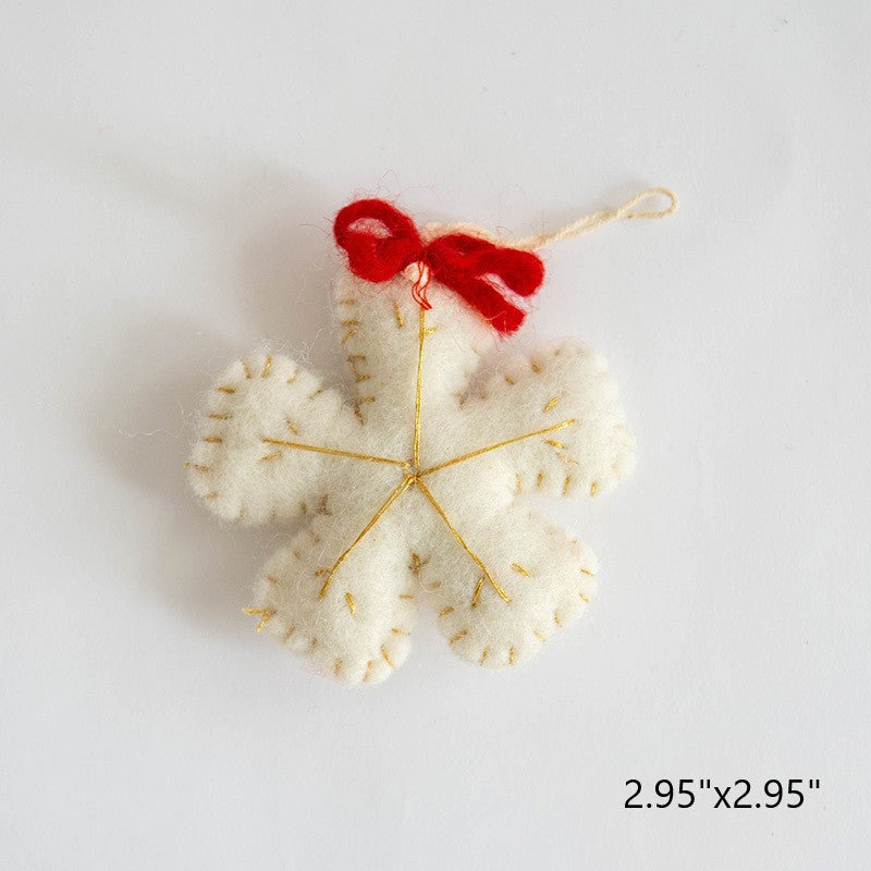 6 PCS Snowflake Wool Felt Pendant Ornaments for Christmas Tree Hanging Decorations