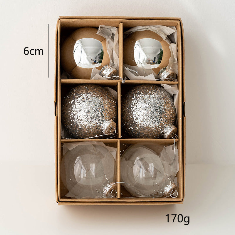 6 Pcs Glass Christmas Ball Ornaments Hanging Decorations for Tree Wedding Holiday Decor