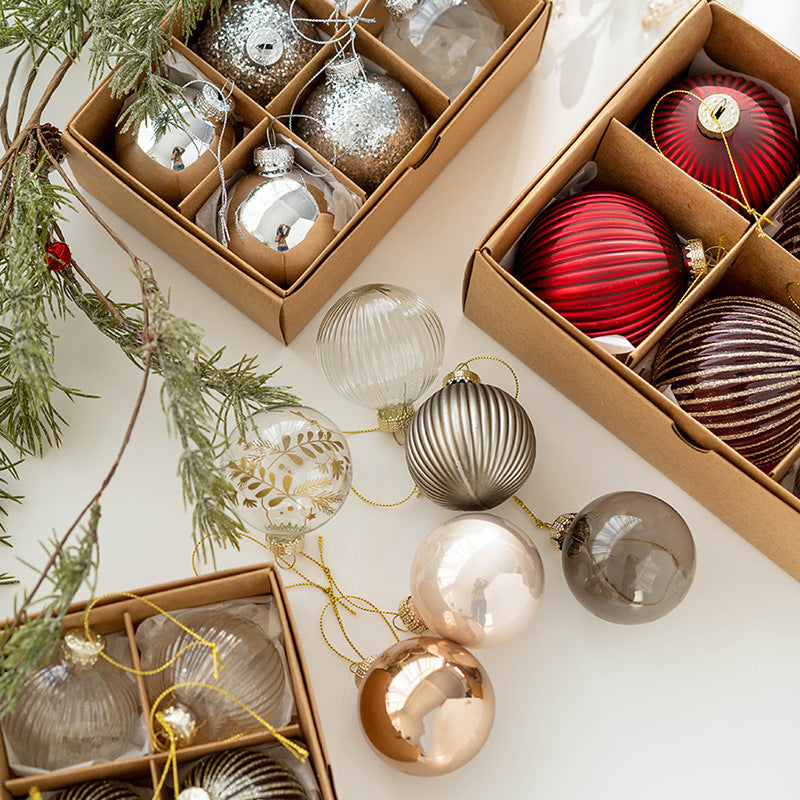 6 Pcs Glass Christmas Ball Ornaments Hanging Decorations for Tree Wedding Holiday Decor