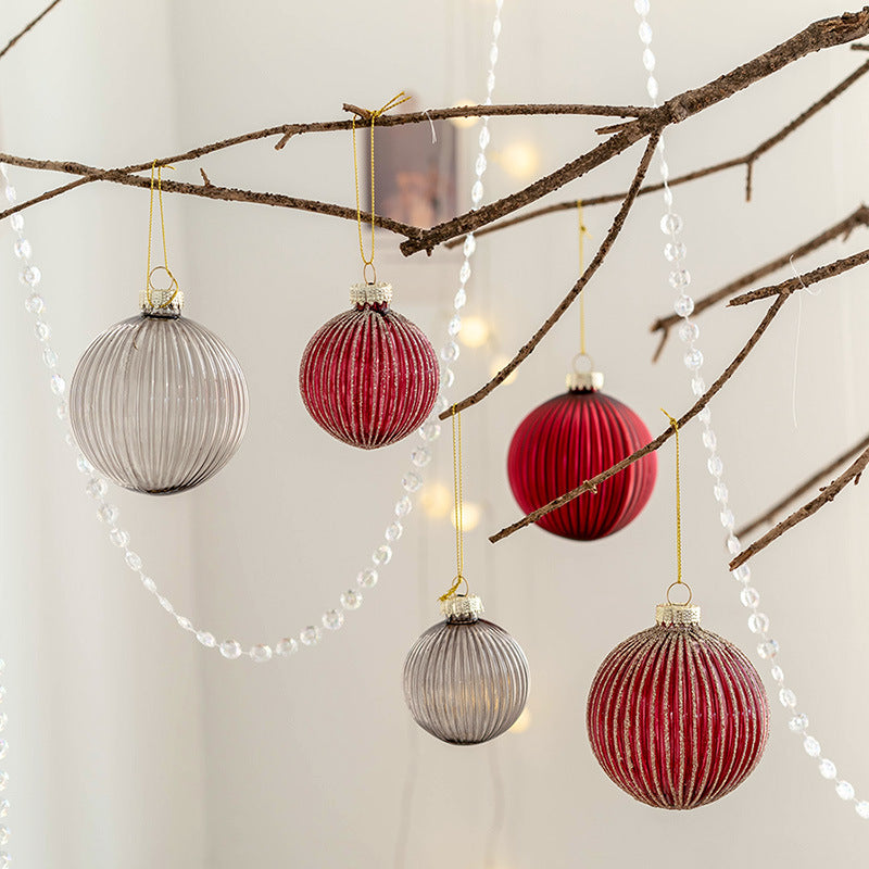 6 Pcs Glass Christmas Ball Ornaments Hanging Decorations for Tree Wedding Holiday Decor