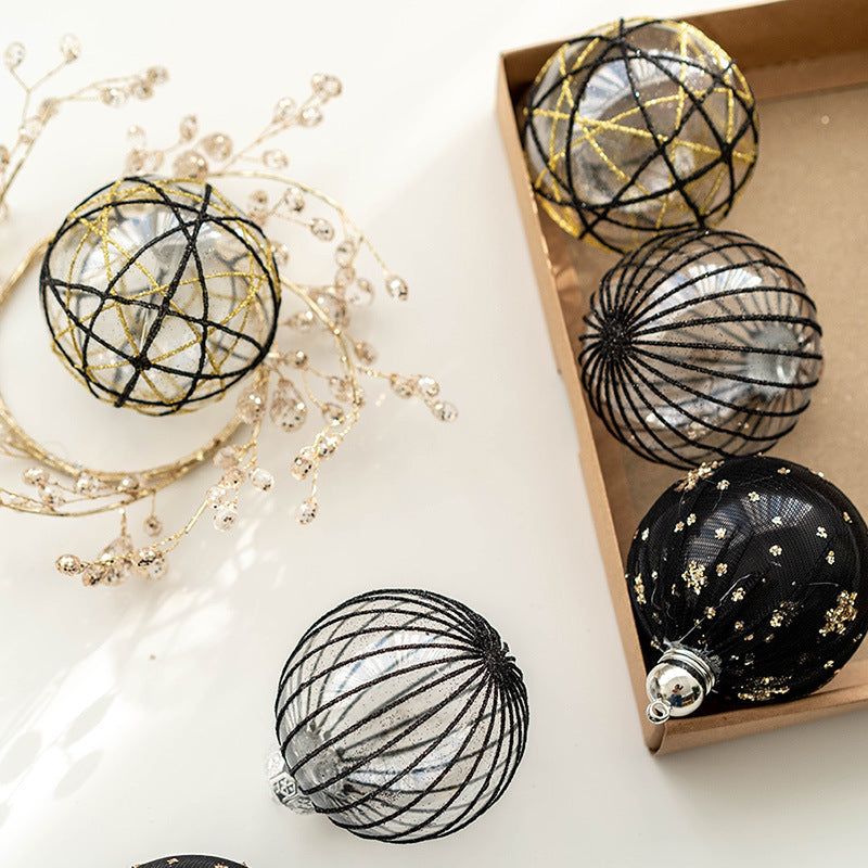 6 Pcs Clear Glitter Christmas Tree Ball Ornaments Hanging Holiday Decorations