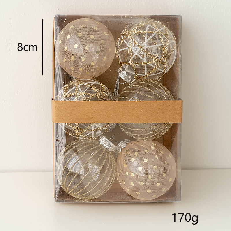 6 Pcs Clear Glitter Christmas Tree Ball Ornaments Hanging Holiday Decorations