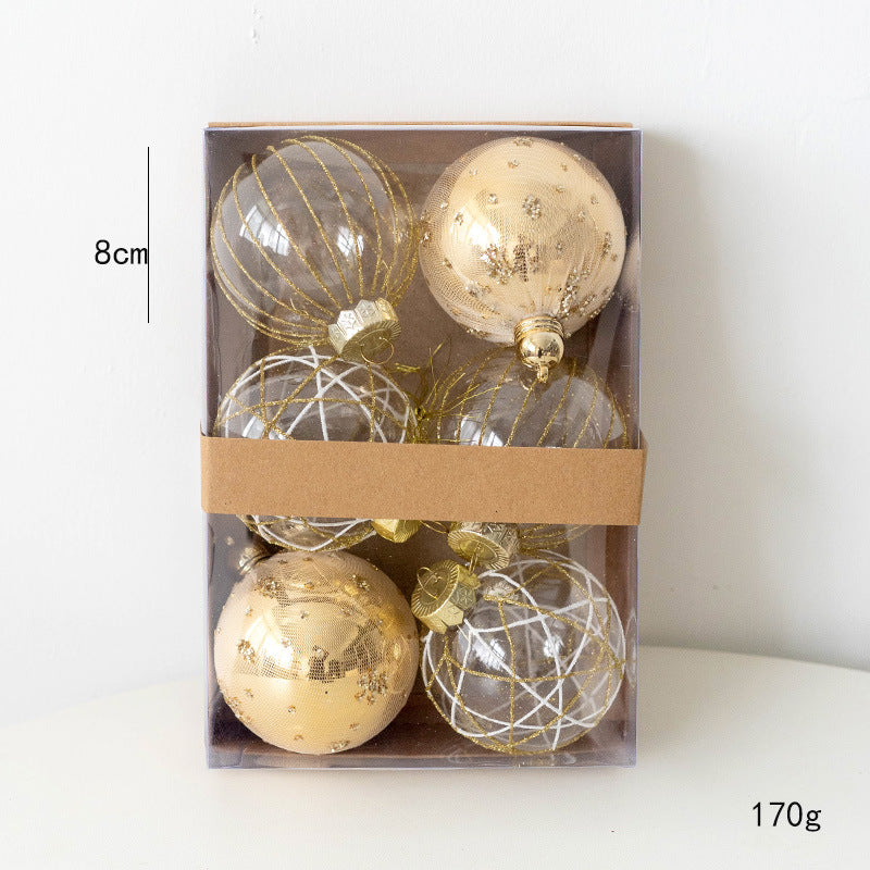 6 Pcs Clear Glitter Christmas Tree Ball Ornaments Hanging Holiday Decorations