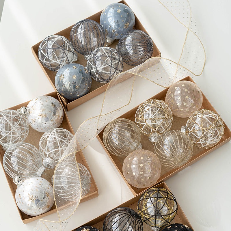 6 Pcs Clear Glitter Christmas Tree Ball Ornaments Hanging Holiday Decorations