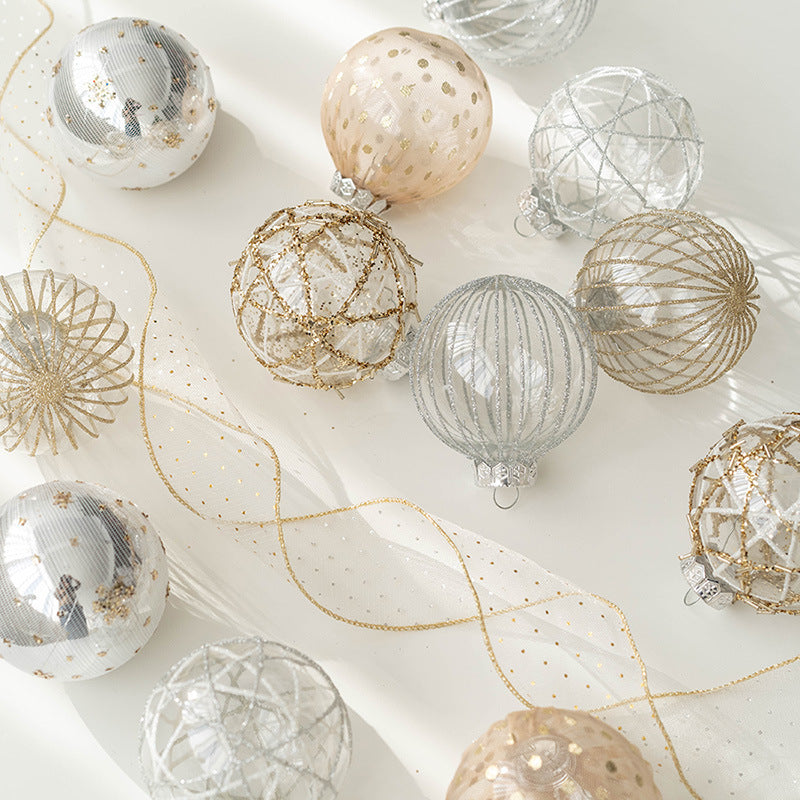 6 Pcs Clear Glitter Christmas Tree Ball Ornaments Hanging Holiday Decorations