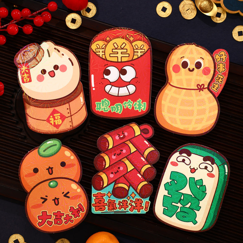 Bulk 6pcs Dragon Year Red Envelope Cartoon Red Packet Lucky Money Chinese New Year Gift for Spring Festival Wedding Birthday Greeting Wholesale