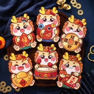 Bulk 6pcs Dragon Year Red Envelope Cartoon Red Packet Lucky Money Chinese New Year Gift for Spring Festival Wedding Birthday Greeting Wholesale