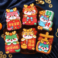 Bulk 6pcs Dragon Year Red Envelope Cartoon Red Packet Lucky Money Chinese New Year Gift for Spring Festival Wedding Birthday Greeting Wholesale