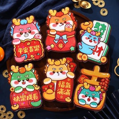 Bulk 6pcs Dragon Year Red Envelope Cartoon Red Packet Lucky Money Chinese New Year Gift for Spring Festival Wedding Birthday Greeting Wholesale