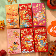 Bulk 6pcs Dragon Year Red Envelope Creative Red Packet Lucky Money Chinese New Year Gift for Spring Festival Wedding Birthday Greeting Wholesale