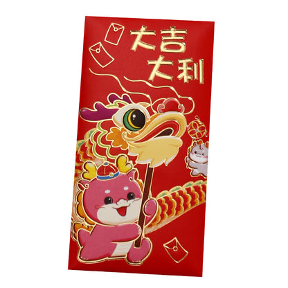 Bulk 6pcs Dragon Year Red Envelope Creative Red Packet Lucky Money Chinese New Year Gift for Spring Festival Wedding Birthday Greeting Wholesale