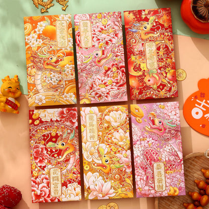 Bulk 6pcs Dragon Year Red Envelope Creative Red Packet Lucky Money Chinese New Year Gift for Spring Festival Wedding Birthday Greeting Wholesale