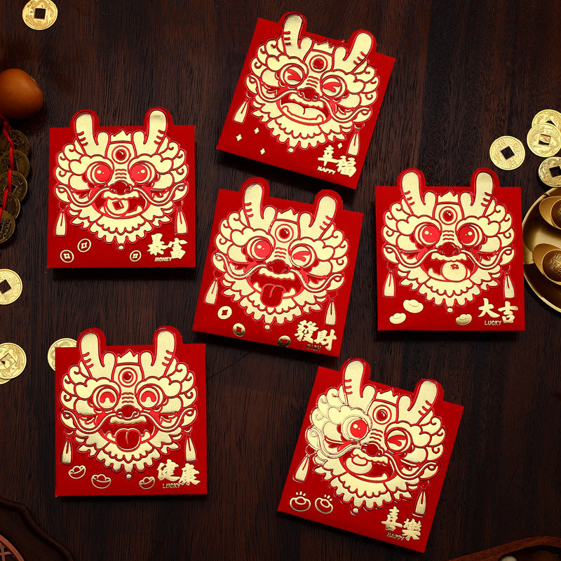 Bulk 6 Pcs Year of the Dragon Red Envelopes Creative Red Packets for Chinese New Year Spring Festival Gifts Weddings Birthdays and Greetings Wholesale