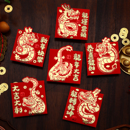 Bulk 6 Pcs Year of the Dragon Red Envelopes Creative Red Packets for Chinese New Year Spring Festival Gifts Weddings Birthdays and Greetings Wholesale