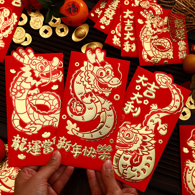 Bulk 6 Pcs Year of the Dragon Red Envelopes Creative Red Packets for Chinese New Year Spring Festival Gifts Weddings Birthdays and Greetings Wholesale
