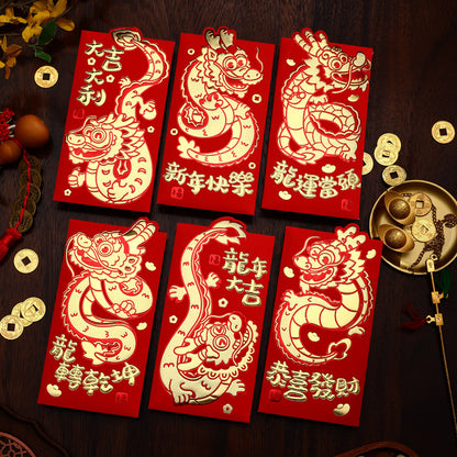 Bulk 6 Pcs Year of the Dragon Red Envelopes Creative Red Packets for Chinese New Year Spring Festival Gifts Weddings Birthdays and Greetings Wholesale