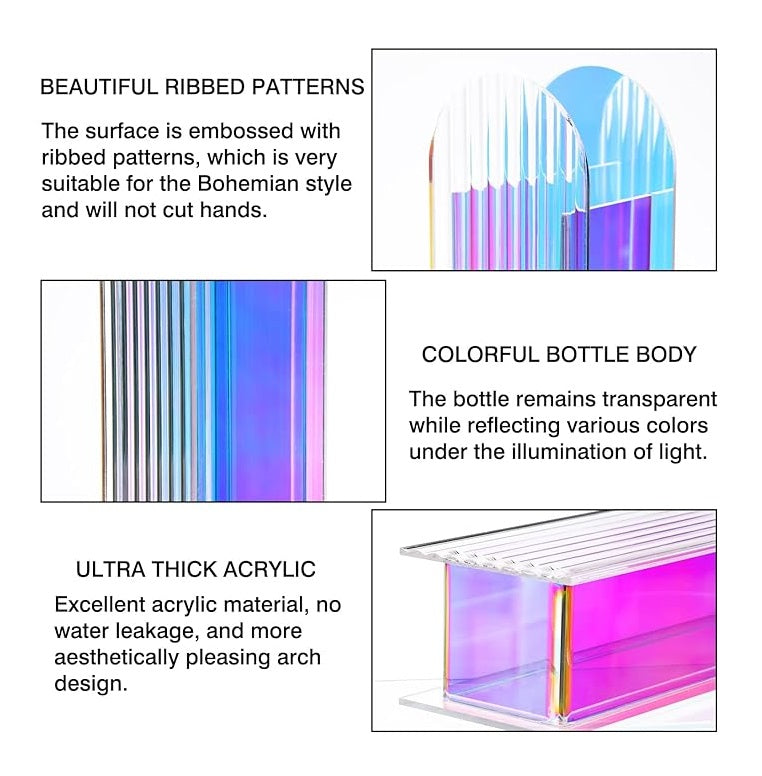 Bulk 2 Pcs 8.6X2.9 Inch Rectangular Clear Vase Acrylic Flowers Vase for Home Decor Wholesale