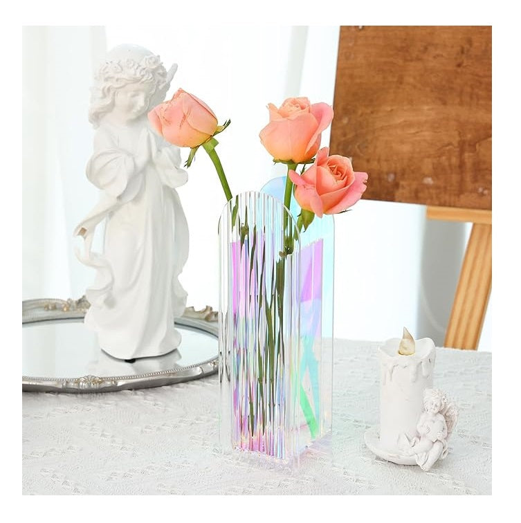 Bulk 2 Pcs 8.6X2.9 Inch Rectangular Clear Vase Acrylic Flowers Vase for Home Decor Wholesale