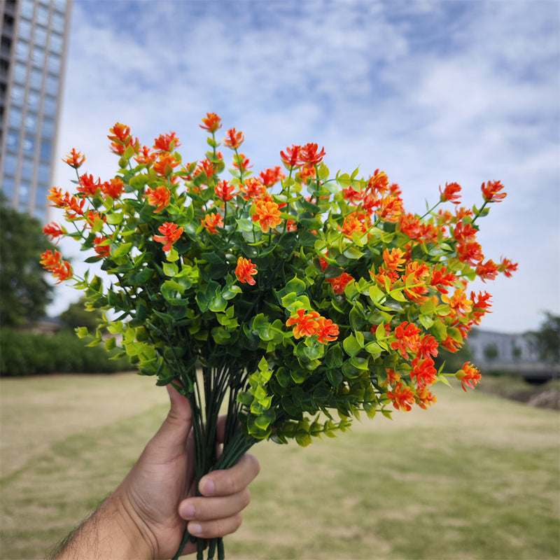 8 Bundles Artificial Flowers Plants UV Resistant Outdoor Durable Bulk Set