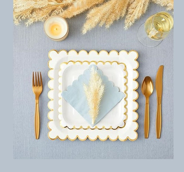 Bulk 8Pcs Disposable Square Paper Plates for Thanksgiving Wedding Birthday Parties Wholesale