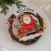 9 Inch Santa Snowman Welcome Wreath Ornaments 6 Pcs Christmas Front Door Decorations Artificial