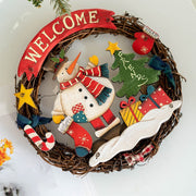 9 Inch Santa Snowman Welcome Wreath Ornaments 6 Pcs Christmas Front Door Decorations Artificial