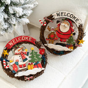 9 Inch Santa Snowman Welcome Wreath Ornaments 6 Pcs Christmas Front Door Decorations Artificial