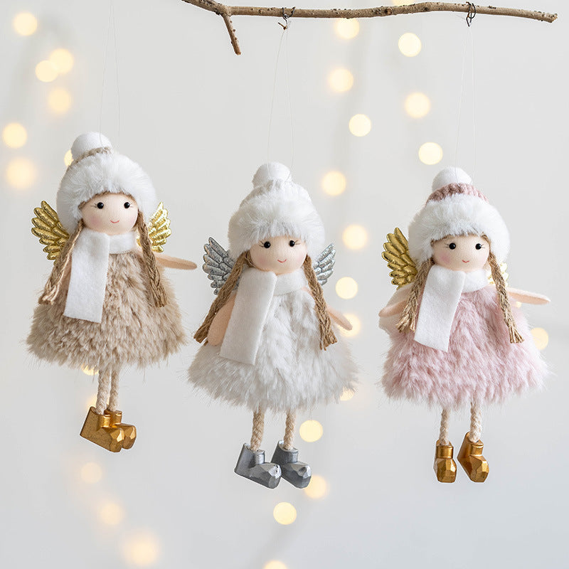 Angel Doll Pendant Ornaments 12 Pcs Bulk Christmas Tree Hanging Decorations for Wedding Birthday New Year Party Decor